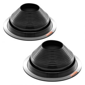 VEVOR Solin de Toit pour Tuyaux 150-280 mm Étanchéité Toiture Flexible EDPM, Lot de 2, Base Ronde en Métal, Haute Température -55℃-100℃, pour Cheminée, Poêle à Bois, Tuyaux d'Aération Extérieur, Noir