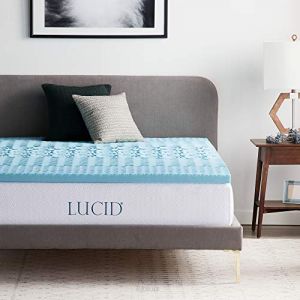 LUCID Surmatelas 120 x 190 cm | 5 Zones Ergonomiques et Respirante| Mousse &agrave; Memoire de Forme avec Gel Rafraichissant |&Eacute;paisseur 5 cm, 1 personne, Blue
