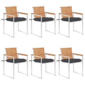 VidaXL Chaises de jardin 6 pcs avec coussins Bois de teck massif Anthracite