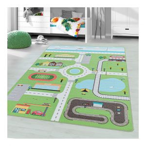 Tapis chambre bébé et enfant Road 80x120 Vert