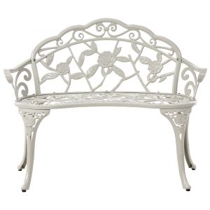 Beliani Banc de jardin PIURA 88 cm M&eacute;tal Blanc