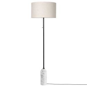 Gubi Lampadaire GRAVITY (Blanc - Marbre et Tissu Canvas)