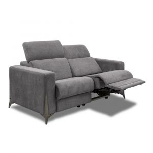 Image de Italian Spirit Canapé 2 places relax électrique BOULOGNE avec système zéro wall microfibre gris graphite - Microfibre Inside75