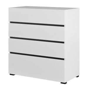 Commode HAVANA blanche et noire – 4 tiroirs – Style contemporain et rangement pratique
