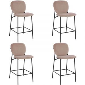 Home Deluxe - Tabouret de bar en velours celda Couleur : Marron clair, Quantit&eacute; : 4