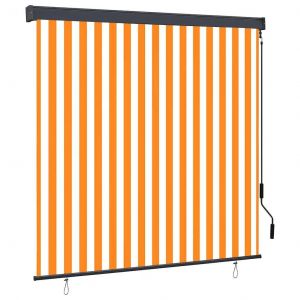 VidaXL Store Roulant Ext&eacute;rieur Ray&eacute; Orange Et Blanc 180 X 250 Cm Tissu
