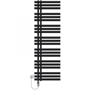 LuxeBath Radiateur &Eacute;lectrique pour Salle de Bain Iron EM, 500 x 1600 mm Noir Mat, R&eacute;sistance 1200W, Thermostat Affichage Num&eacute;rique, Porte-Serviettes