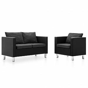 Image de VidaXL Ensemble de canapé 2 pcs Similicuir Noir et gris foncé
