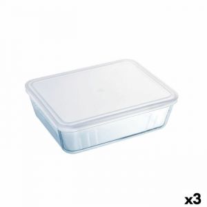 Pyrex Boîte à repas rectangulaire avec couvercle Cook&freeze 28 x 23 x 10 cm 4,2 L Transparent verre Silicone (3 Unités)