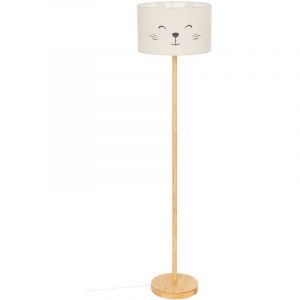 Pegane Lampadaire enfant en bois coloris naturel et acier - diamètre 36 x Hauteur 152 cm