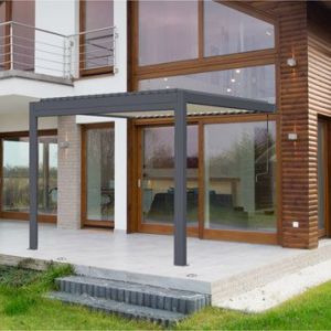 Pergola aluminium adossée 9 m² Cadix gris anthracite