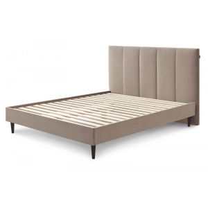 Bobochic Structure de lit VIVARA avec lattes massives pieds en bois wengé 180 x 200 cm Beige