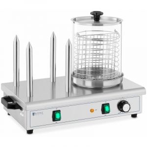 Royal Catering Machine à Hot Dog Professionnelle Appareil Cuisson Vapeur Inox 4 Piques