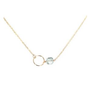 Collier doré à l'or fin aigue marine FIDJI