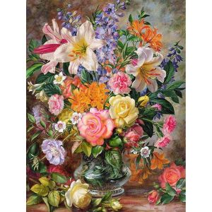 Figured'Art Peinture par Num&eacute;ro Adulte Explosions de fleurs - Activit&eacute; Manuelle Kit de Loisir Cr&eacute;atif DIY Num&eacute;ro d'Art Complet - 40x50cm sans ch&acirc;ssis en bois
