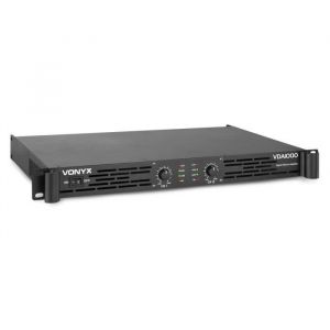 Image de Vonyx VDA1000 Amplificateur professionnel 2x 500W classe D - Noir, entrée stéréo, entrée 6.35mm, XLR, sorties speakon NL-4, idéal pour une utilisation fixe ou mobile en studios, discothèques