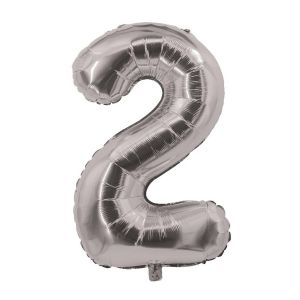Ruedelafete Ballon alu mylar 30cm CHIFFRE 2, Argent