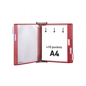 Djois made by Tarifold Fr 414103 – Support Kit Mural document Tarifold métal, 10 pochettes A4 Rouge, Présentation documents