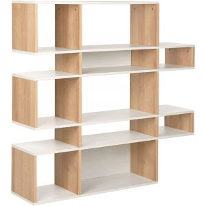 Beliani Bibliothèque Bois Clair et Blanc Cassé à 5 Niveaux Ouverte Design Scandinave Amarilo