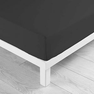 Drap Housse 2 Personnes 160 x 200 CM UNI 57 Fils Lina Noir