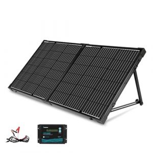 Renogy Panneau portable 100 W 12 V avec contrôleur de chargeur étanche 20 A, valise solaire pliable de 100 W avec béquille réglable pour station d'alimentation, panneau-20 A, noir