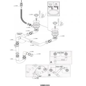 Vidage manuel 2 bacs CUIPD129 - Siphon gain de place