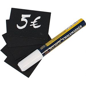 Securit Ardoises Tags - format A8 - effaçable avec feutre-craie et accessoire - noir - lot de 20