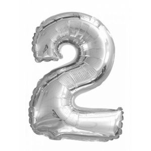SkyLantern Ballon aluminium chiffre 2 argenté 35 cm Taille Unique