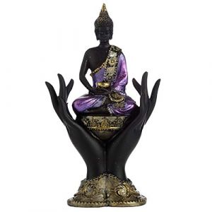 Puckator Statuette Bouddha Assis Noir et Violet