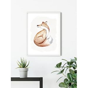 Komar Affiche d'art Curious Fox - Taille: 30 x 40 cm - coloré