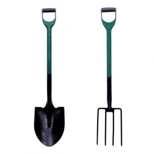 Monmobilierdesign Garden Lot d'outils de Jardinage Pelle Ronde + Fourche à bêcher