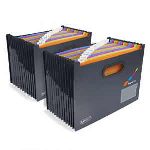 Rapesco 1729 SupaFile Twin Pack A4 Trieurs à Soufflets Horizontals avec 13 Compartiments Multicolores, Noir