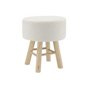 Aubry Gaspard Tabouret en bouclette pied bois