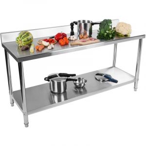 Royal Catering Table Adossée Inox Avec Étagère Professionnelle Plan De Travail 200*60cm 195 kg