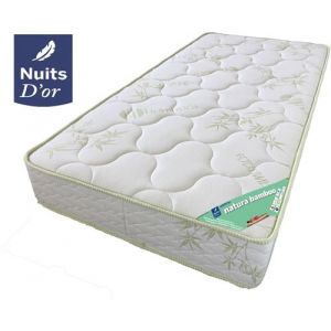 Nuits D'Or Matelas 140x200 Tissu avec Bambou Naturel Mousse HR 35 Kg/m3 Hauteur 21 Cm Très Ferme + Protège Matelas OFFERT 140 200