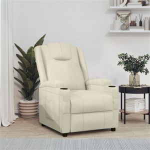 VidaXL Fauteuil inclinable Blanc cr&egrave;me Similicuir