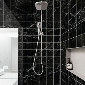 Ambiance-sticker - Sticker Mural Carrelage adhésif Cuisine Salle de Bain - 60 stickers carreaux de ciment marbre noir de palma - 60stickers10x10cm