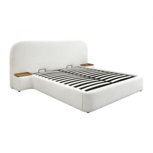Lit coffre 160 x 200 cm avec chevets - Tissu bouclette - Blanc - esteria de Maison Céphy