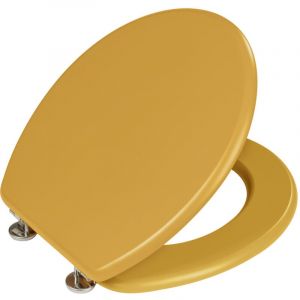 Wenko Abattant WC en bois "Prima" - Jaune Moutarde - Taille universelle