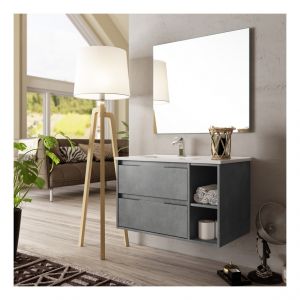 Planetebain 136801 Meuble de salle de bain complet Venus 80 couleur ciment