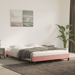 VidaXL Cadre de lit Rose 140x190 cm Velours