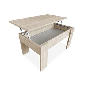 Image de Homey Table basse élévatrice couleur beige, robuste, pratique et fonctionnel