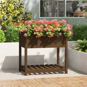 Image de VidaXL Jardinière avec étagère Marron miel 82,5x54x81 cm Bois de pin