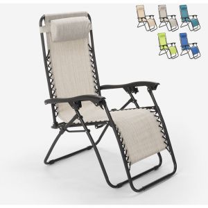 Image de Beach and Garden Design Chaise longue de plage et jardin pliante multi-positions Emily Zero Gravity - couleur:Gris