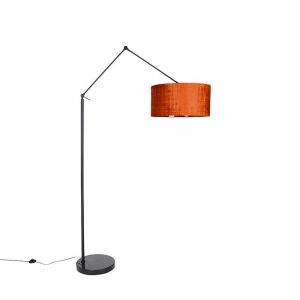 Qazqa Moderne Moderne Vloerlamp Zwart Met Kap Oranje 50 Cm - Editor Acier /Tissu Orange,Noir Oblongue / Luminaire / Lumiere / Éclairage / Intérieur / Salon E27 Max. 1 X 60 Watt