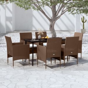 Image de VidaXL Mobilier De Salle ¿¿ Manger De Jardin Coussins 7 Pcs Marron/Noir