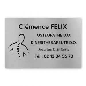 Plaque professionnelle pvc 30x20 Personnalisée avec Logo | Kinésithérapeutes - Argent lettres noires - Argent lettres noires