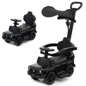 Costway Mercedes Benz 3 En 1 Porteur Enfants Avec Poignée Parentale, Auvent Réglable, Garde-Corps, Klaxon, Pour 1-3 Ans, Noir