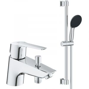 Grohe Pack mitigeur bain douche monotrou Start 2021 Quickfix + Ensemble de douche 2 jets Vitalio Start 110 chrom&eacute;