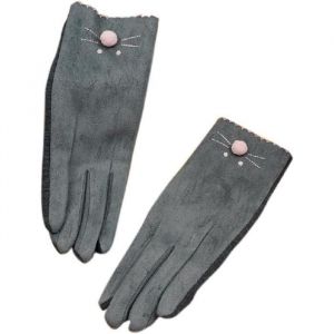 Novago Gants tactiles pour Femme- Motif Chat Gris
